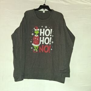 The Grinch Ho! Ho! No! Long Sleeve Gray 2XL Women's Sweatshirt